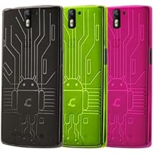 Cruzerlite Bugdroid Circuit - Pack de fundas para móvil OnePlus One, negro, verde y rosa