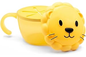 melii Animal Snack Container with Finger Trap, Lion, for Toddlers, Kids and Adults