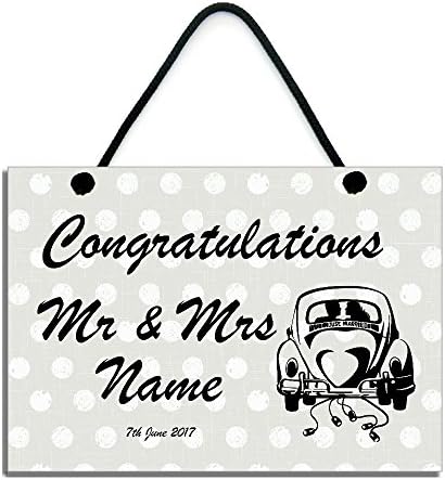 Congratulations Mr & Mrs PERSONALISED Handmade Wooden Wedding Gift Home Sign/Plaque 620