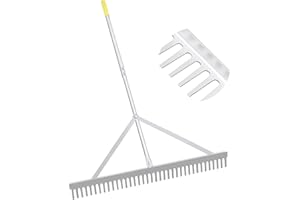 Byhagern Landscape Rake 36'', Aluminum Rake with Lightweight 69'' Handle, Landscaping Rakes Tool for Lawn Care, Lake and Beach