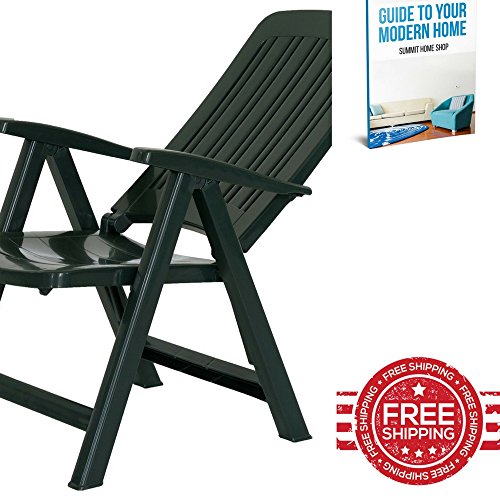 Plastic Patio Chair Adjustable Recliner Ergonomic Lounge Garden Bistro Indoor Outdoor Deck Arm