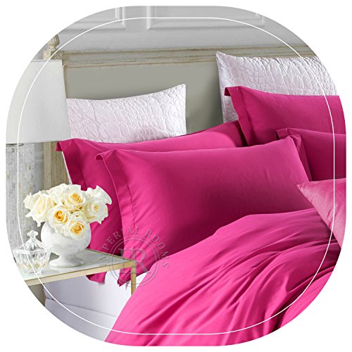 Imperial Rooms Glamorous Luxury Plain Dyed Duvet set Quilt Duvet Cover Bedding Set bed sheets duvet tog ( Single / Pink ) Include 1 duvet set and 2 pillow cases