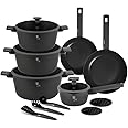Berlinger House Cookware Set with Titanium Coating 15 Pieces Anthracite Collection | Sturdy, Versatile and Stylish