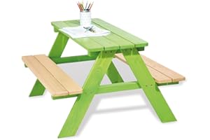 Pinolino 201623 Nicki - Mesa de madera con bancos para 4 nios, color verde [importado de Alemania]