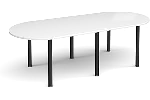 Mr Office Radial end meeting table with 6 radial legs - black legs, White