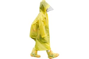 Elitecran Kinder Wasserdicht Regenponcho, Unisex Kinder Wasserdicht Wiederverwendbar Klar Eva Regenmäntel mit Kapuze, Regencape Regenmantel Regen Poncho Cape für Mädchen Jungen (Gelb)