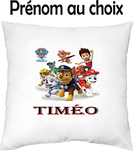 GRAVOPHOTO - Housse de Coussin Enfant personnalisée Pat Patrouille prénom au Choix