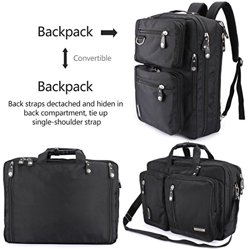 FreeBiz 17-Zoll-Laptop-Tasche Multifunktions -Laptop-Aktenkoffer -Rucksack mit Tragegriff und Schultergurt Passend bis zu 17,3-Zoll-Laptop / Notebook / MacBook / Chromebook für Dell, Asus, Msi (17,3 Zoll, Schwarz) - 5