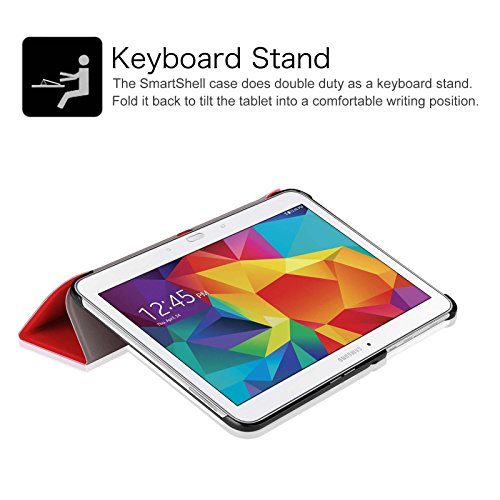Fintie Samsung Galaxy Tab 4 10.1 Hülle Case – Ultra Schlank Superleicht Ständer Smart Shell Cover Schutzhülle Etui Tasche mit Auto Schlaf / Wach Funktion für Samsung Galaxy Tab 4 10.1 SM-T530 SM-T535 (nicht geeignet für Samsung Galaxy Tab 3 10.1), Rot - 9