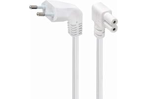 KENABLE Droit Angle 2 Broches Euro Fiche vers Figure De Huit 8 C7 Fiche Alimentation câble 2,5 m Blanc [2.5 mètre]