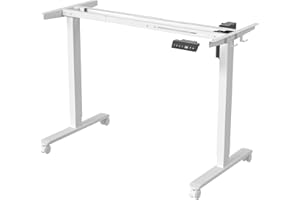 Flamaker Electric Standing Desk Frame Height Adjustable Sit Stand Desk with 4 Memory Function and Anti-Collision Technology, Stand Up Desk Frame Up to 116cm (White)