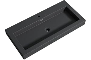 DOPORRO Sogood 100x48x10cm Lavabo sobre encimera antracita mate Colossum18-1000 de fundición mineral lavabo suspendido de mármol