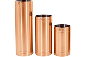 Chabrias Ltd Premium 3 Pack 25, 175, 250ml Stainless Steel Copper Thimble Measure, Professional Spirit Measuring Cups, Home Bars, Cocktail Stations & Bartenders, Government Stamped