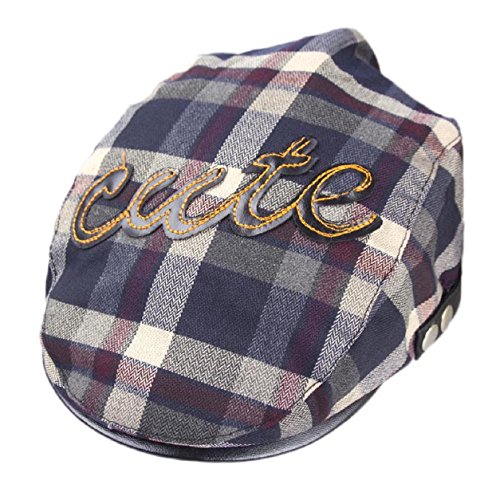 Malloom® Baby Kids Toddler Plaid Beret Cap Hat Cap (Grey)