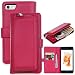 Produktbild A9H 2 in 1 iPhone 6/6S Multifunktions Hochwertigen PU Leder Handy Tasche mit Druckknopf Verschluss Schutzhülle Handyhülle hülle und Geldbörse Flip Case Cover mit Kartenfach,Rose