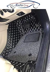 AutoZing 7D Car Floor Mats for Hyundai New Verna 2020 || Luxury Leather Double Car Floor Mat Complete Set || 100% Waterproof and Washable || Color : Black