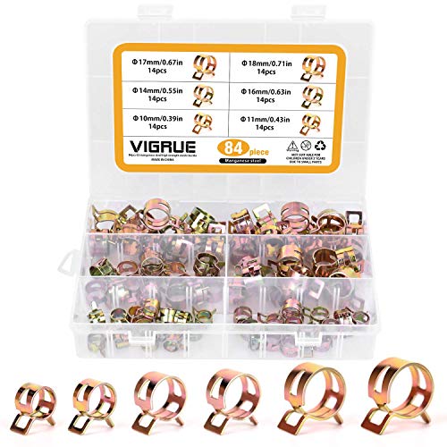 Federklammer (84PCS) - Schlauchschelle Klammern Federklammer Schellen Schlauchschelle- 6 Größen - Einstellbare Mangan Stahl Schlauchschellen Clips Fastener
