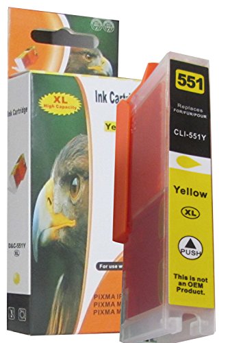 komp. XL Druckerpatronen gelb / Yellow Canon CLI-551Y XL für folgende Drucker Canon Pixma MG 5450 5450s 5550 5650 6350 6450 6650 7150 7550 / Canon Pixma MX 725 925 MX925 MX725 / Canon Pixma ip7250 ip8750 / Canon Pixma ix6850