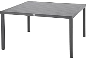 HESPERIDE HES-149153 Piazza - Mesa de jardín Cuadrada (8 plazas), Color Grafito, Aluminio