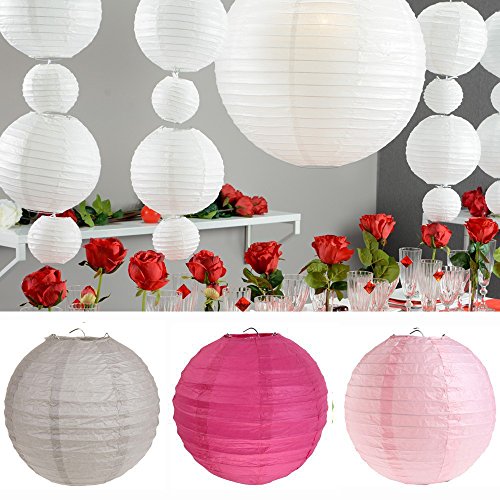 Laternen 20 cm 2 Stück grau – Papierlaternen Lampions Ballon Papierlampion Windlichter – 4312 - 2