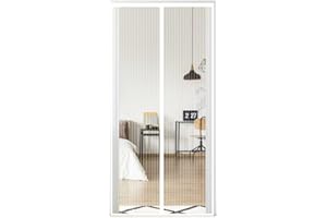 FIOVIP Moustiquaire Porte Fenetre, 60x180CM Rideaux, fermeture automatique, installation facile sans perçage, moustiquaires magnétiques pour entrées/balcons etc.(polyester, blanc)