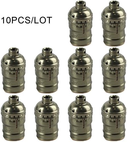 10pcs/lot Edison Bulb lamp Holder Vintage Brass Socket E27 Light Fitting Set for Retro Edison Bulb Pendent Light Wall Scone DIY (Green Bronze)