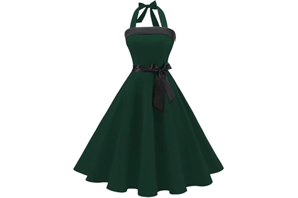 Timormode Sexy Robe Rétro Vintage Femme Année 40 50 60 Robe de Cocktail Rockabilly Décolleté