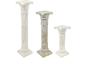 Oriental Galerie Säule Blumensäule Dekosäule Ständer Sockel Podest Blumenständer Holz Weiß Goldwash 80 cm