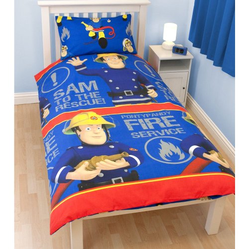 Fireman Sam Rescue Single Duvet Set Blue/Multi Size: 135cm x 200cm 100% Polyester Microfibre