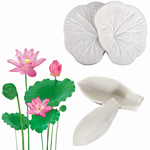 AK Art Cuisine Nénuphar Feuille et pétales Veiners Pâte à fleur Moule pour Fondant Décoration de gâteaux Fournitures à pâtisserie cuisson outils Vm097 & Vm147