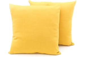 BIANCHERIAWEB Coppia Cuscini Arredo Imbottiti Tessuto Ottoman in Tinta Unita Colore Giallo 04 50x50 Giallo 04