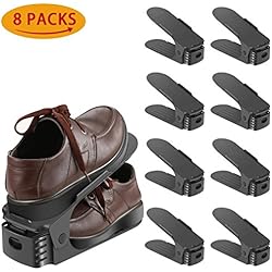 Réglable à chaussures,Rangement Chaussure pour Empiler les Chaussures Réglable Organiseur de Plastique Économie D'espace à Chaussures Support Rack - 8 Paires de Chaussures (Multicolore)