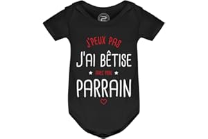 PIXEL EVOLUTION Body J'peux pas j'ai bêtise avec mon Parrain préféré Body bébé - Body humoristique et rigolo - idée cadeau naissance