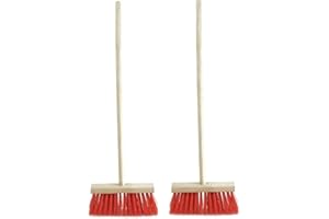 Synx Tools Set 2x de Escoba Exterior Rojo - Artículos de Jardín - Jardín - Barredora - Barredora - Calle escoba 120/ 28cm de ancho - Escoba - Escoba exterior con tallo
