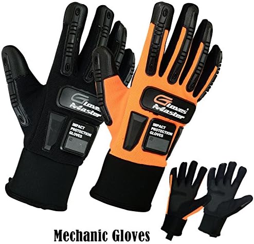 Work Safety Gloves For Mechanic-Garages-Cycling &amp; Motorbike Gloves Size M to 2XL (Large, All Black)