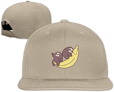 NCUJE Sloths and Giant Banana Fashion Unisex Adjustable Flat Along Caps Outdoor Sports Baseball Hats Natural