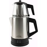 Any Morning OZ26CM05 Cam Demlikli Paslanmaz &Ccedil;elik &Ccedil;ay Makinesi 1800 Watt Inox Siyah 2,5 Litre