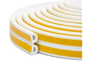 AIDEGER Samoprzylepna taśma uszczelniająca do drzwi, okien, 10 m, izolacja akustyczna, taśma uszczelniająca (9 mm x 6 mm/10 m, biała)