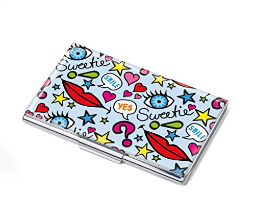 Preisvergleich Produktbild TROIKA COMIX – #CDC10-A174 – Visitenkartenetui – für ca.11 Karten – Metall– glänzend – verchromt – hellblau, mehrfarbig – TROIKA-Original