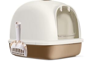 BPS BUENA PET SHOP BPS Aseo Gato Arenero Sanitaria Cerrado Bandeja Arena para Gatos Mascotas con Pala 3 Colores y 2 Tamaños M/L (M, Marrón) BPS-5599MA