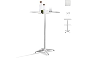 ‎[EN.CASA] [en.casa] 2in1 Stehtisch Järpen 75/115 cm Höhenverstellbar Bartisch Quadratisch klappbar Bistrotisch Indoor Outdoor Aluminiumgestell Silber