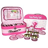 Apto para mayores de 3 años. Juego de té rosa, la mejor opción para el regalo de cumpleaños, el regalo de Navidad o el regalo de Año Nuevo de las niñas.
