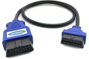 ‎TONWON TONWON OBD2 Verlängerungs Kabel, 16pin Stecker Auf Buchse Verlängerungs Kabel OBD II Diagnose Extender für alle OBD2 Fahrzeuge (80cm Blau)