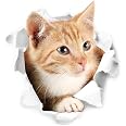 6 Autocollants Muraux Chat 3D - Déco Adhésive Pour Chambre, Salle De Bain, Cuisine - PVC