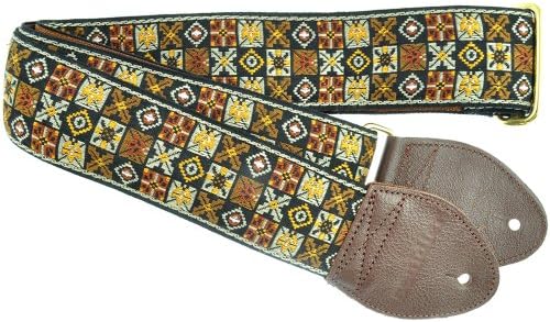 Souldier GS0296NM01WB Custom USA Handmade Woodstock Acoustic Guitar Strap - Brown/Gold