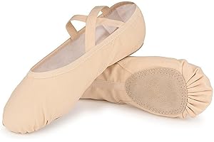 BORUIZHEN Girls Ballet Shoes Canvas Ballet Slipper Leather Split Sole Gymnastic Dance Flat Shoes for Women Children Adults