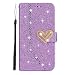 Produktbild Nadoli Luxus Glitzer Liebe Herz Strass Spleißen Lanyard PU Leder Magnetverschluss Diamant Flip Brieftasche Handyhülle Etui Shell für Huawei P20 Pro,Lila