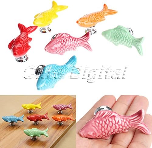 AcmeBuy(TM) Retro Fish Drawer Handle door knob Wardrobe Cupboard Handle Pulls Ceramic Kitchen Cabinet Knobs and Handles Furniture Fittings