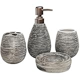 Material:Cerámica. Ndier Juego de Accesorios de baño de, 4 Piezas Modernas: dispensador de jabón de cerámica, Vaso, Soporte para el Cepillo de Dientes y jabonera, cerámica, Negro, Milieu