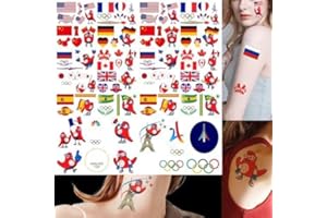DREAM LOOM Drapeau tatouage temporaire, 110 pièces États - Unis France Chine Allemagne Russie Canada Japon Royaume - Uni Espagne Brésil drapeau faux visage tatouage du corps, spécial pour les Jeux olympiques